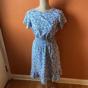 Ann Taylor Floral Blue Dress